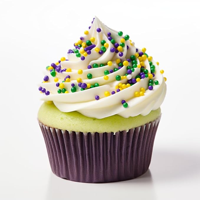 NCS Mardi Gras Purple, Yellow, & Green Edible Non Pareil Sprinkles, 8 ounces - Great for Cupcakes, Cookies, Cakes, Cakes Pops