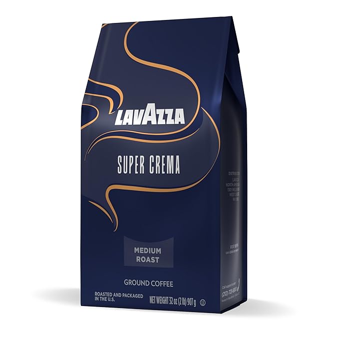 Lavazza Super Crema Ground Coffee, Medium Roast, Arabica and Robusta Blend, 32 oz Bag (Pack of 1)
