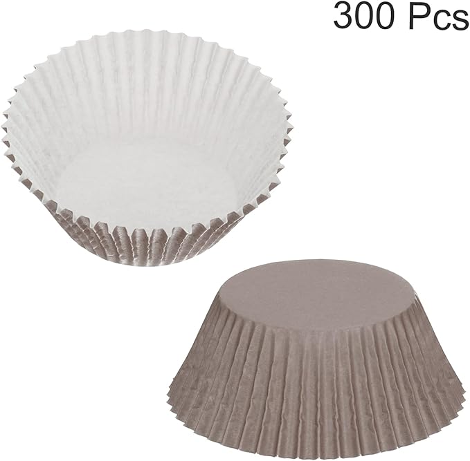 uxcell 300 Pcs Cupcake Liners, Muffins Paper Baking Cups Wrappers Standard Greaseproof for Baking Cupcake Wrapper, Brown