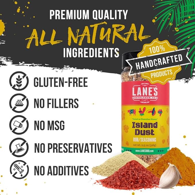 Lane's Island Dust Rub Alaea Hawaiian Sea Salt Seasoning Salt, All-Natural Hawaiian Alea Red Sea Salt Spice for Seafood & Meat, Made in USA, 11.5 Oz