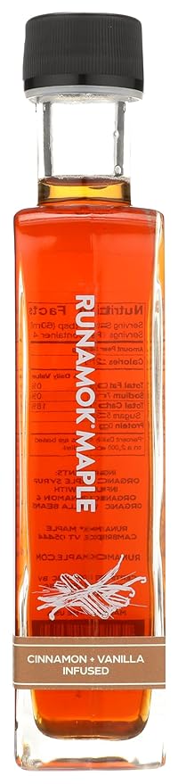 Runamok Maple Cinnamon-Vanilla Infused Maple Syrup - Authentic & Real Vermont Maple Syrup | Gluten Free & Natural Sweetener | Breakfast, Coffee, Pancakes Maple Syrup | 8.45 Fl Oz (250mL)