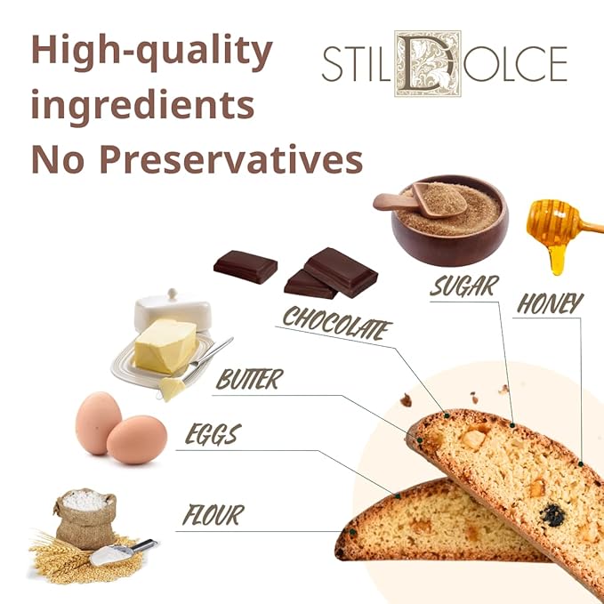 Stildolce Semi-Soft Chocolate Italian Biscotti Cookies| Made in Tuscany, Italy| Classic Gourmet Biscuits No Preservatives 8.8 Oz, Pack of 2