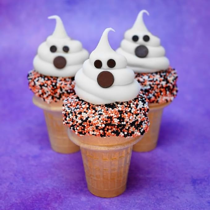 Halloween Sprinkles 4 Cell Candy Eyeballs, Pumpkin Confetti, Orange Sanding Sugar, Orange White Black Nonpareils Jimmies & Sugar Pearls | Cake Cookie Cupcake Decorations for Halloween Party Baking Supplies 6.5oz