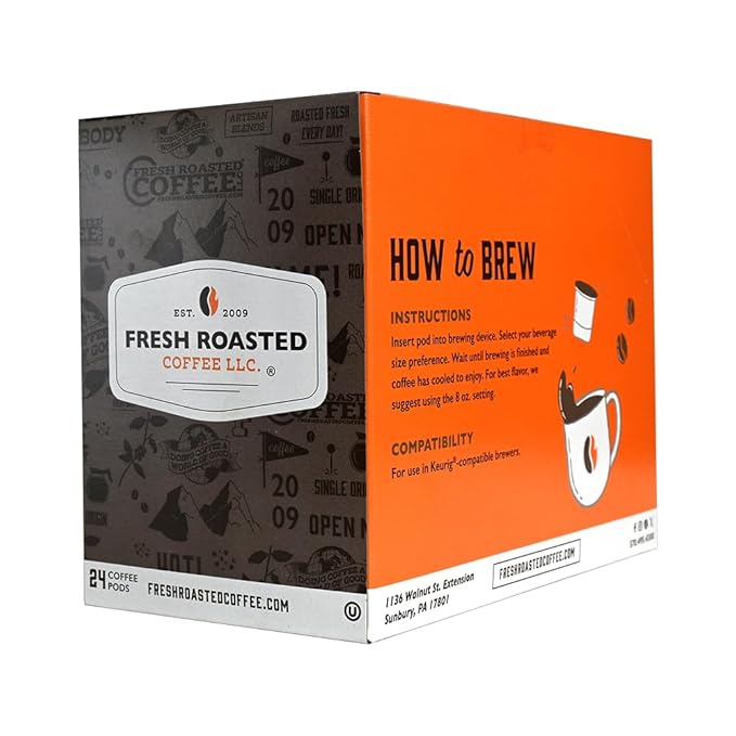 Fresh Roasted Coffee, Organic Papua New Guinea | USDA Organic, 100% Single Origin, Kosher | Medium Roast 24 Pods for K Cup Brewers