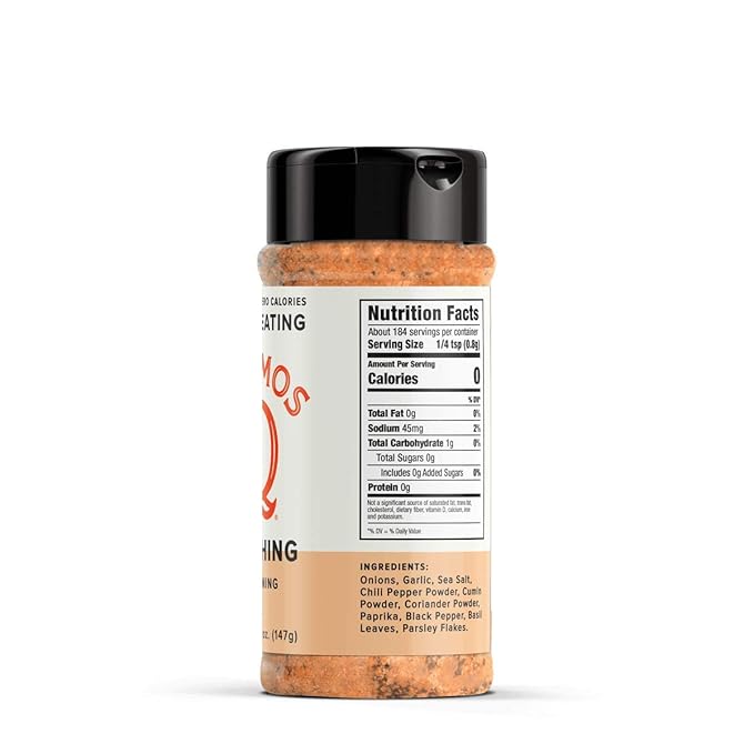 Kosmos Q Anything Seasoning, All-Purpose Spice Mix with Onion, Garlic, Paprika & Herbs, Sugar Free, Zero Calories, Keto & Paleo Friendly, Clean Eating Dry Rub For Meat, Veggies & More, 5.2 Oz Shaker