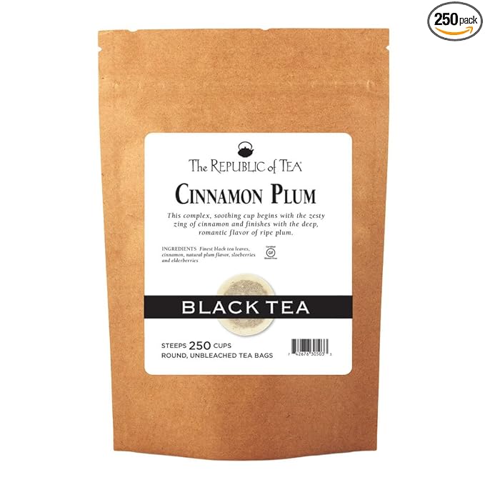 The Republic of Tea Cinnamon Plum Black Tea, Refill Pack of 250 Tea Bags