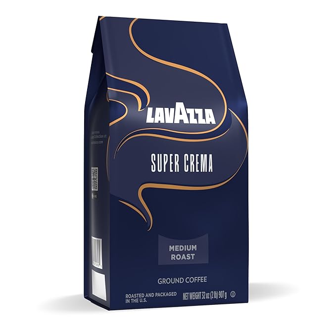 Lavazza Super Crema Ground Coffee, Medium Roast, Arabica and Robusta Blend, 32 oz Bag (Pack of 1)