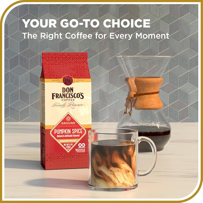 Don Francisco's Pumpkin Spice Ground Coffee, Medium Roast ??Flavored 100% Arabica, 3-Pack (12 oz Bags), Premium Coffee for Drip, Pour Over & French Press