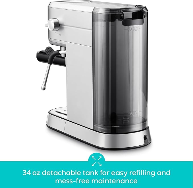 CASABREWS CM5418 Basic Espresso Machine 20 Bar, Stainless Steel Espresso Maker with Steam Milk Frother, Compact Coffee Machine with 34oz Water Tank for Cappuccino, Latte, Silver