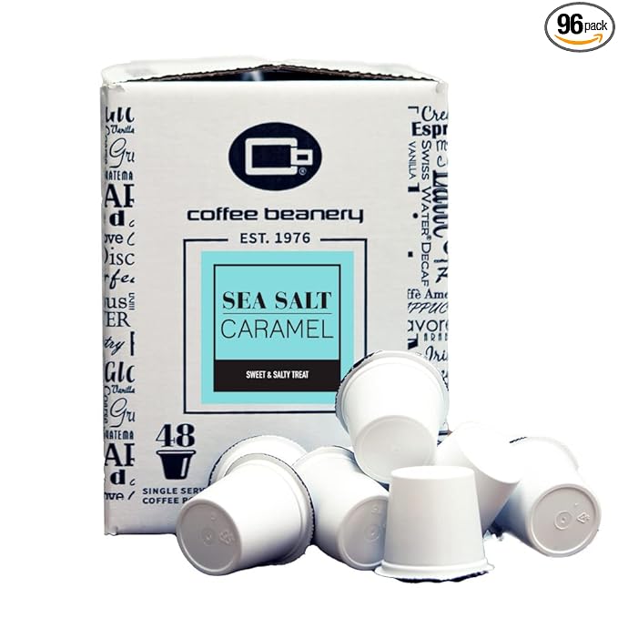 Sea Salt Caramel Coffee Pods by Coffee Beanery | 96ct Bulk Flavored Coffee Pods Medium Roast Coffee
