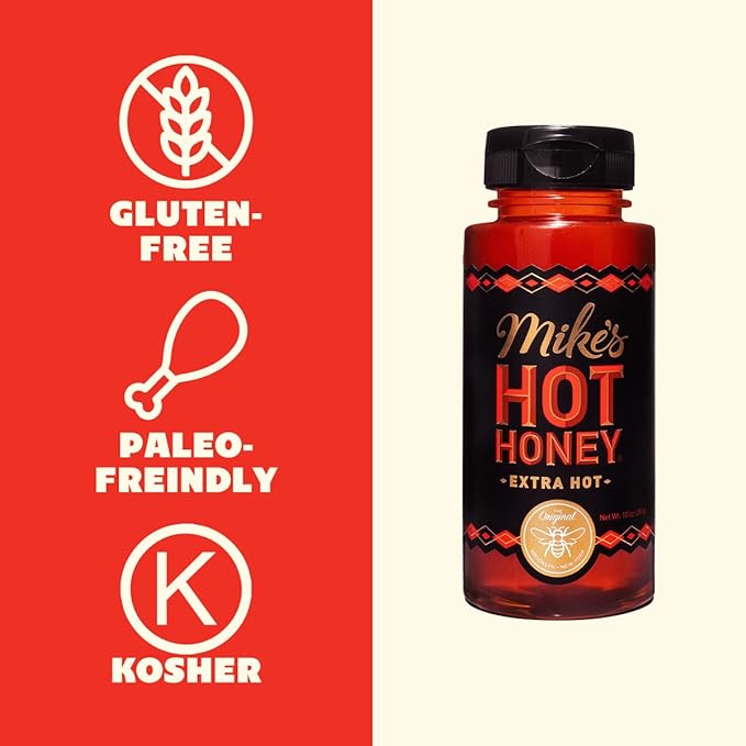 Mike's Hot Honey, Extra Hot, America's #1 Brand of Hot Honey, Spicy Honey Infused with Chili Peppers, Gluten-Free, Paleo-Friendly, Sweet Heat, Perfect for Hot Sauce Lovers (10oz Bottle, 1 Pack)
