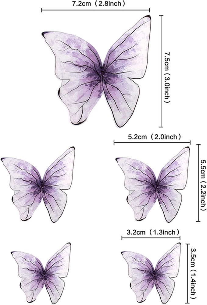 30PCS Butterfly Cake Toppers 3D Purple Butterfly Cupcake Toppers Birthday Party Cake Decorations for Anniversary Wedding Party Baby Shower Wall Decor