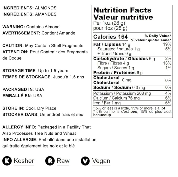 Food to Live - California Almonds, 4 Pounds - Supreme, Whole, Raw, Unsalted, Unroasted Nuts, Natural