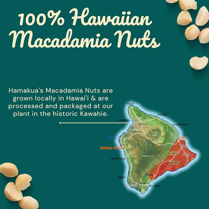 Hamakua Macadamia Nuts - Lightly Salted - Hawaiian Grown Dry Roasted Half and Whole Macadamias with Salt - Natural Eco-Friendly Large Macadamia Nuts