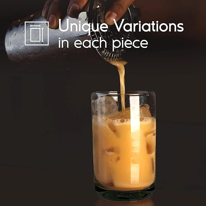Clear Blown 9 oz Juice Glasses (set of 6) Mexican Handmade Glassware, Recycled Glass, Lead-free, Toxin-Free (Juice)