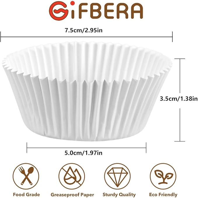 Gifbera White Foil Muffin Cupcake Liners Standard Size Baking Cups, 100-Count