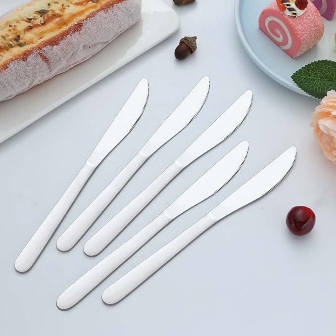 24 Pieces Knives Set - 9 Inches Dinner Knives, Butter Knife, Food Grade Stainless Steel Table Knife Set, Dishwasher Safe & Mirror Polished, Knife Silverware for Home/Restaurant/Kitchen