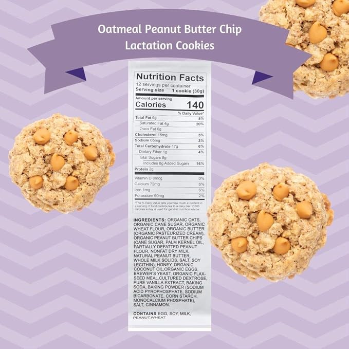 MilkBliss Soft Baked Lactation Cookies for Breastfeeding, All Natural and GMO Free Lactation Boosting Ingredients! Oats, Flaxseed, Brewers Yeast. 12 Count.