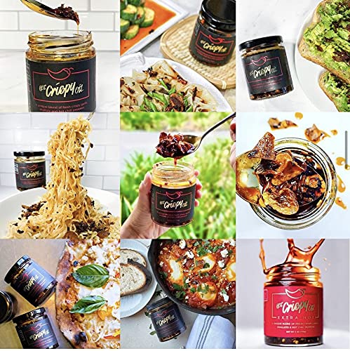Hot Crispy Oil- Fried garlic, shallots, chili peppers and spices. Flavor bomb, Chili Crisp, Hot Sauce, Chili Oil,