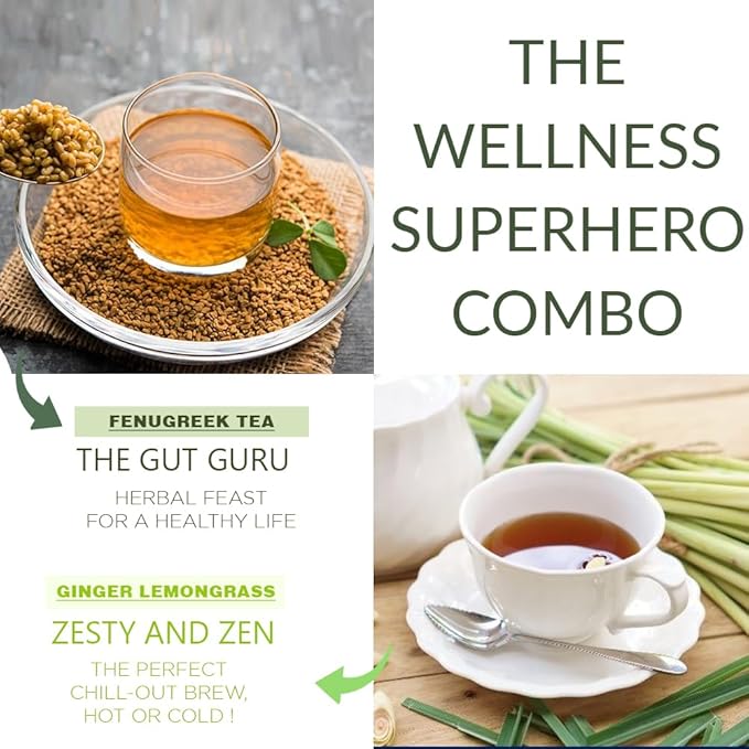 CHAYAM Fenugreek (100g) & Ginger Lemongrass (50g) Tea Tin Set | Wellness Combo in Tin | Herbal Loose Leaf Tea Canister - Combo Set
