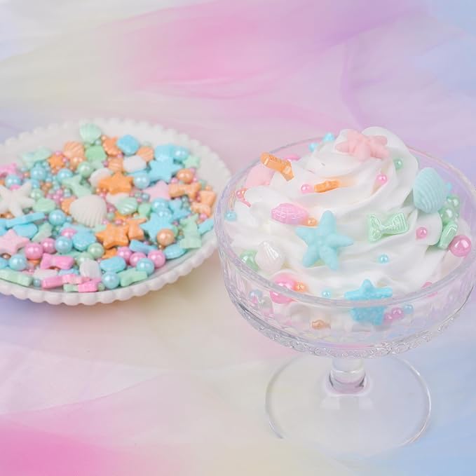 Mermaid Sprinkle, Pastel Sugar Edible for Cake Decorating, Mix Starfish, Shells, Fishes, Beaches and Ocean themes for Baking, Ice Cream, Cookies, Cupcake Topping