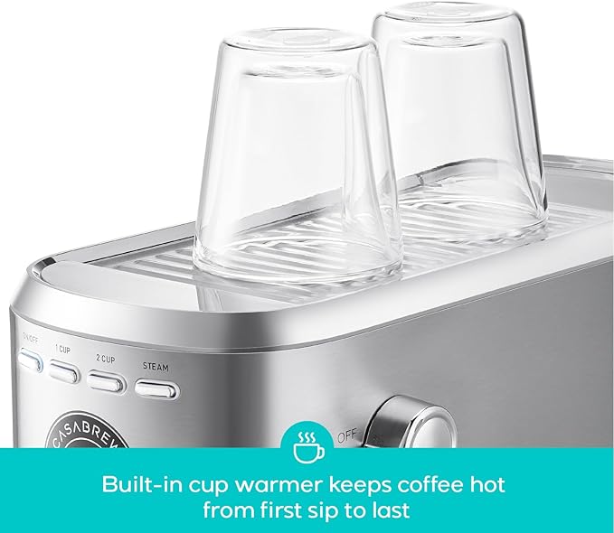 CASABREWS CM5418 Basic Espresso Machine 20 Bar, Stainless Steel Espresso Maker with Steam Milk Frother, Compact Coffee Machine with 34oz Water Tank for Cappuccino, Latte, Silver