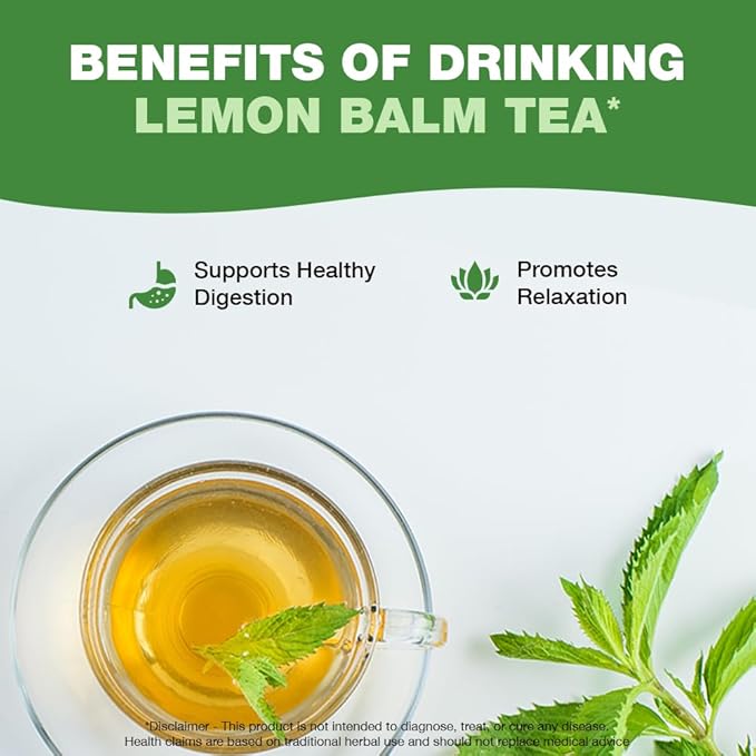 HANDPICK Lemon Balm Tea Bags ??100 Count | 100% Pure Natural Dried Lemon Balm Herb | Caffeine-Free Herbal Tea with Citrus Flavor & Aroma | Round Eco-conscious Teabags