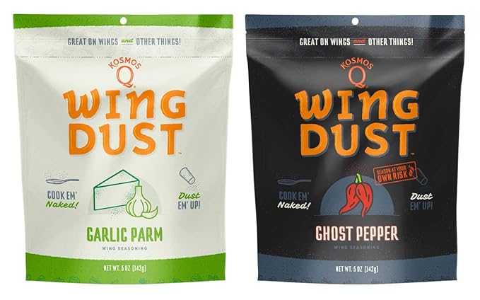 Kosmos Q Wing Dust Grill Spices and Seasonings Set - 11 Flavor Variety Chicken Wing Seasoning Gift Set - Dry Rubs for Grilling & Smoking - BBQ Spices Include Buffalo, Garlic Parmesan, Cajun, and More