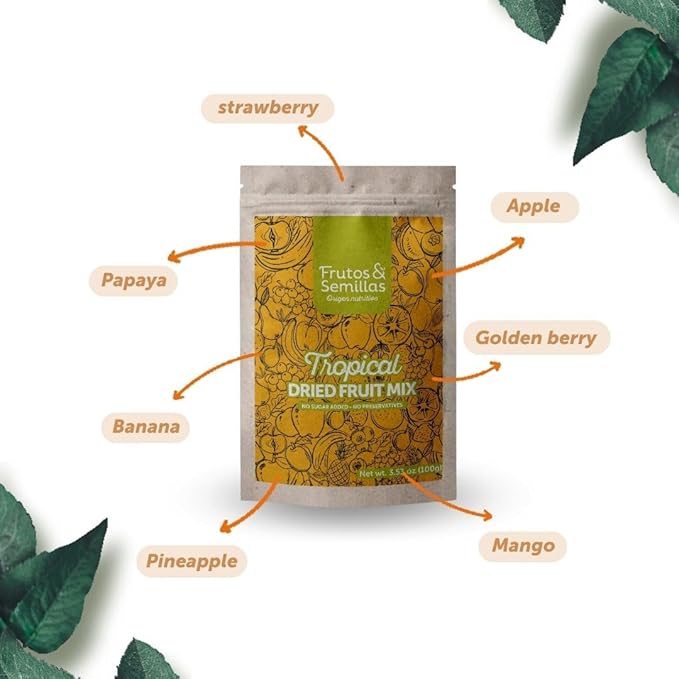 Frutos & Semillas Tropical Burst Dried Fruit Mix: Pineapple, Mango, Papaya, Strawberry & Banana (3.5 oz)