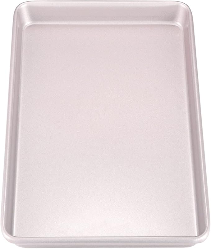 CHEFMADE 17-Inch Baking Sheet Pan, Non-Stick Carbon Steel Rimmed Cookie Sheet Pan for Oven Roasting Meat Bread Jelly Roll Battenberg Pizzas Pastries 12.8" x 17.7" x 1.1" (Champagne Gold)