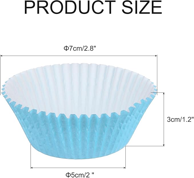 uxcell 300 Pcs Cupcake Liners, Muffins Paper Baking Cups Wrappers Standard Greaseproof for Baking Cupcake Wrapper, Sky Blue