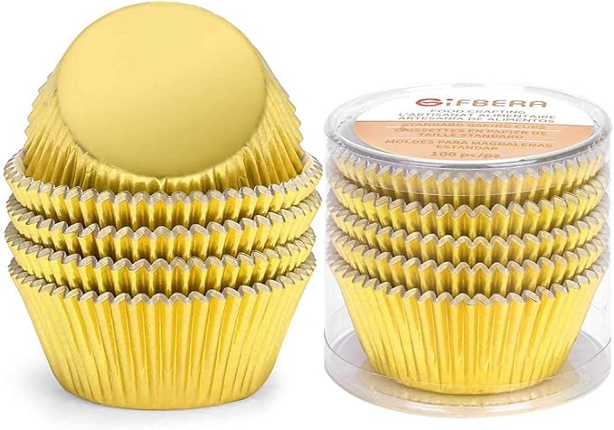Gifbera Gold Foil Muffin Cupcake Liners/Baking Cups Standard Size, 100-Count
