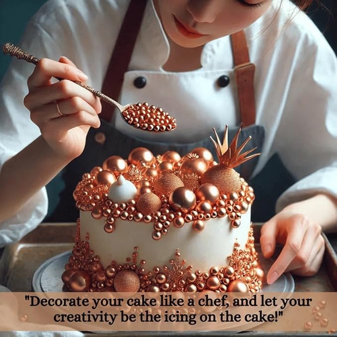 Confect Love Metallic Bronze Disco Ball Sprinkles ??Edible Pearls in Copper & Rose Gold Mix | Cake Decorating Sprinkles for Cupcakes, Cookies, Cakes & Party Desserts | Vegan, Gluten-Free, Nut-Free, Soy-Free, Dairy-Free, Palm Oil-Free- 4.2 Oz