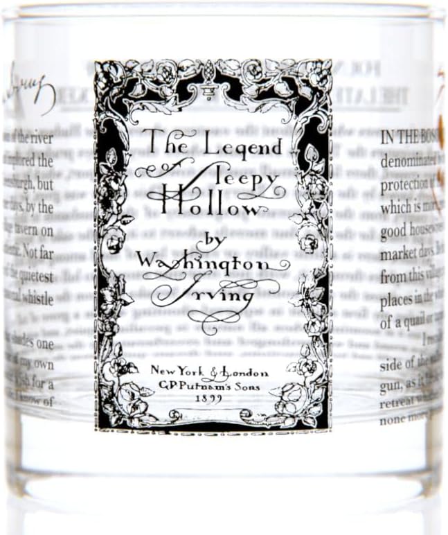 Well Told Classic Literature Rocks Glass - The Legend of Sleepy Hollow by Washington Irving - Old Fashioned Whiskey Glass Gift for Book Lovers (11 oz)