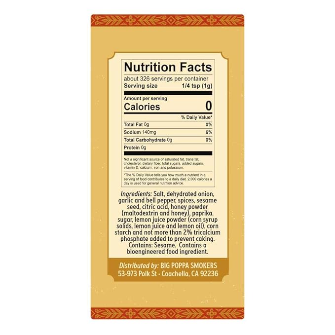 Big Poppa’s Desert Gold Seasoning — Irresistible Lemon & Mediterranean Flavors Blend — Gluten-Free Spice Mix — Chicken & Fish Seasoning for Cooking with Citrus Flavor (11.5 Oz)