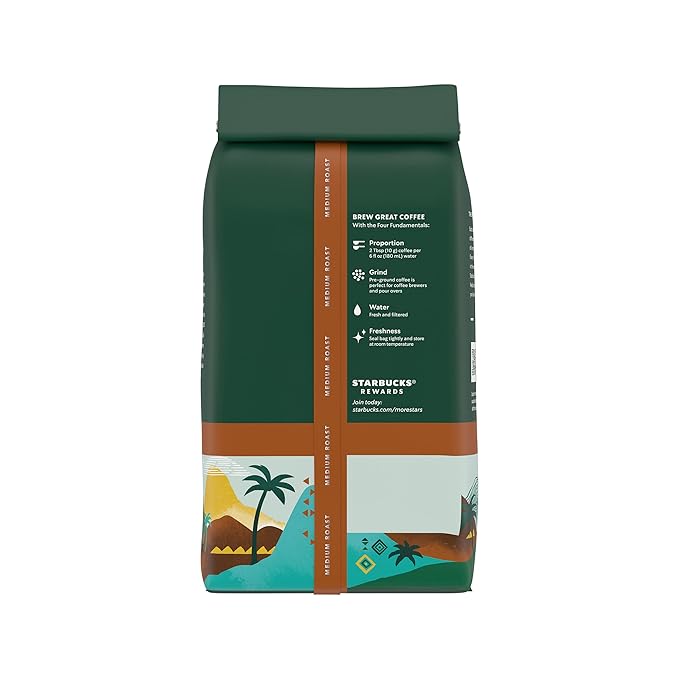 Starbucks Ground Coffee, Medium Roast Coffee, Colombia, 100% Arabica, 6 bags (12 oz each)