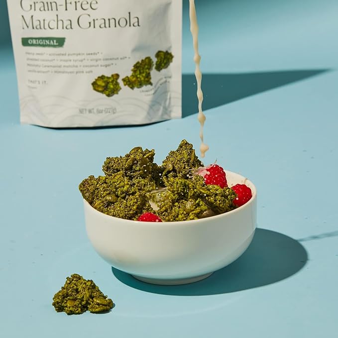 Matchaful - Original Matcha Granola - Activated, Grain Free, Organic Ingredients - Vegan, No Refined Sugar, No GMO - Gluten Free Granola Mixed with our Hikari Single Origin Matcha - 8oz Bag, 6pk