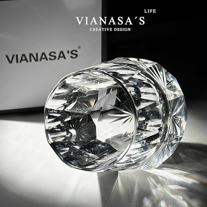 suigetsu Hand Cut Crystal Whisky Glass 320ml Edo style Whiskey Glasses -Cocktail-Vodka-Beer Drinkingware Glasses IN GIFT CARTON (Clear)