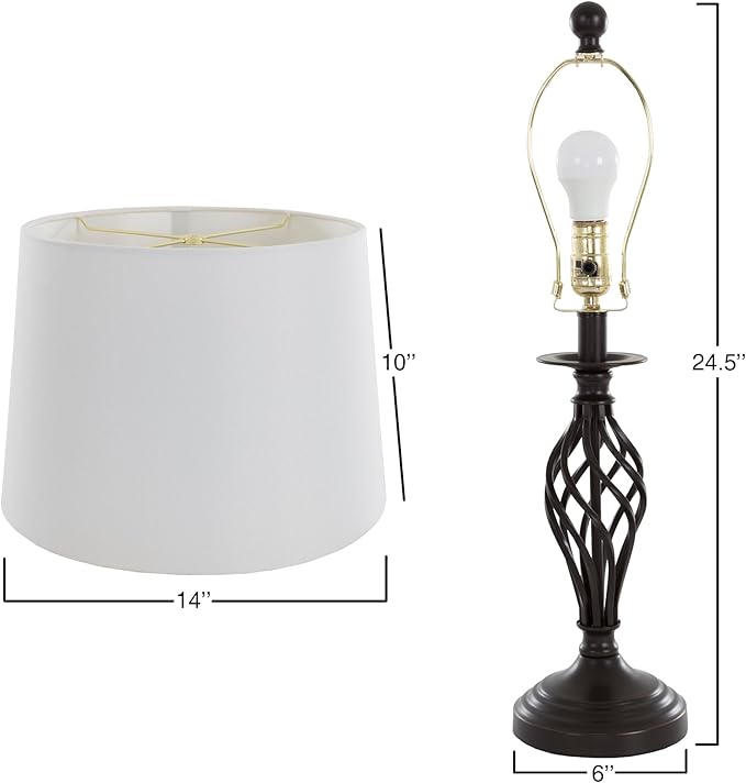 Lavish Home Table and Floor Lamps – Set of 3 Spiral Cage Design Lights for Living Room, Bedroom, or Entry with LED Bulbs Included (Bronze)