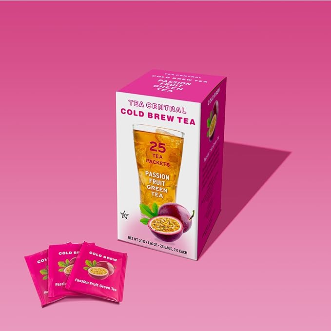 Life Plus Style Gourmet TEA CENTRAL Passion Fruit Iced Tea with Organic Ceylon Green Tea Refreshing Tea Beverages Natural Flavored Cold Brew Tea Bags Everyday Wellness Iced Drink 25 Tea Bags