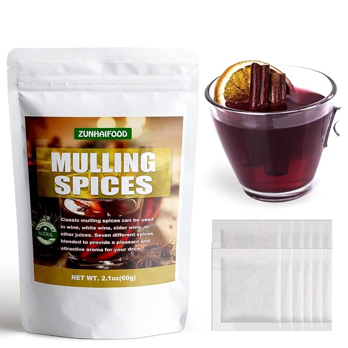 Zunhai Food Mulling Spices in Tea Bags - 30 Count (Pack of 1) for Apple Cider, Wine, Juice, Tea, Mulled Wine