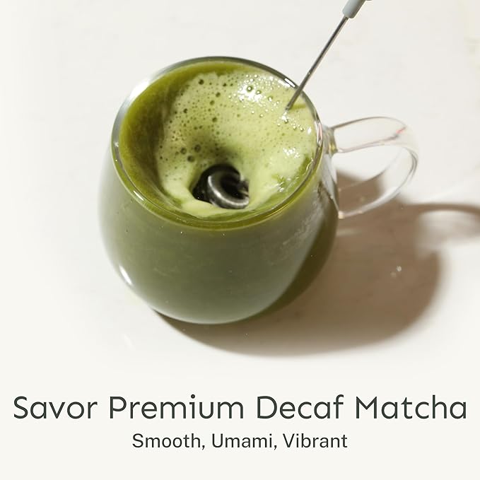Yu Tea Organic Decaf Matcha Powder Ceremonial Grade | Rich in Antioxidants & L-Theanine, Low Caffeine | Unsweetened Grade A Japanese Green Tea Powder | Resealable Pouch, 2.65 oz, 50 Servings