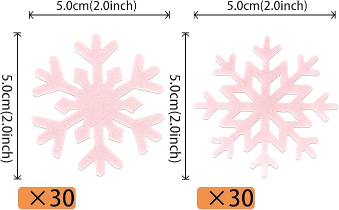 60 PCS Edible Snowflake Cupcake Toppers Wafer Paper Snowflake Cake Decorations Edible Snowflake Cupcake Picks Topper for Christmas Winter Frozen Theme Baby Shower Birthday Party Decor Supplies Pink