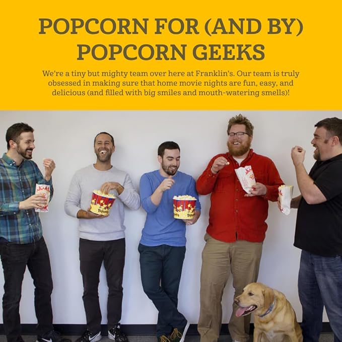 Franklin?셲 Gourmet Popcorn All-In-One Popcorn Packs for Popcorn Machine - 8oz Pack of 10 - Made in USA - Packs of Corn Kernels with Buttery Salt & Oil