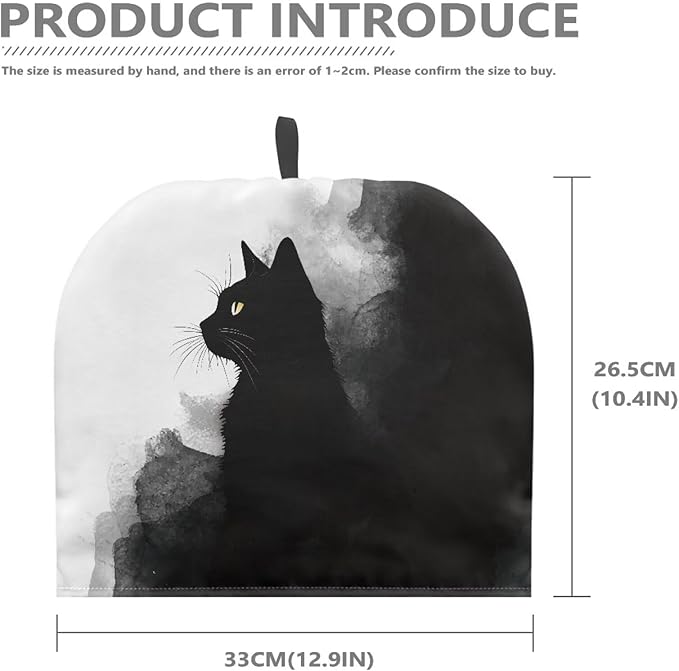 Ink Painting Cat Tea Cozy for Teapot Dome Teapot Cover with Handle Dust Cover Kitchen Kettle Dust Cover Can Hung and Folded Decorative Kitchen for Holiday 竊뉰lack竊?"<div>