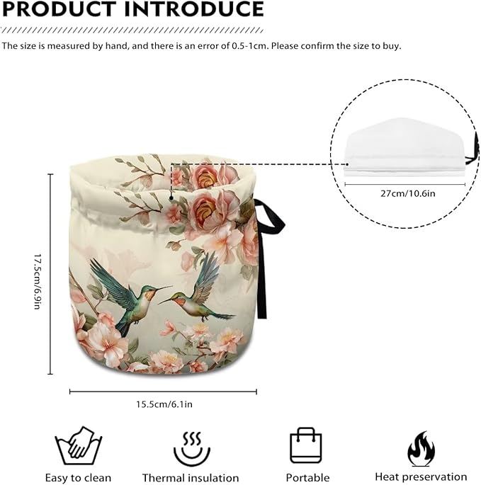 Hummingbird Teapot Cozy for Teapot Tea Pots Cozy for Keeping Warm Portable Easy to Clean Coffee Pot Cozy Polyester for Hotel Thicken Kettle Dust Cover for Kitchen