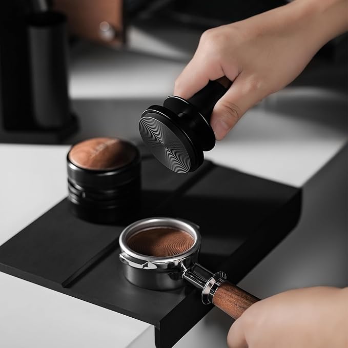 MHW-3BOMBER 53.35mm Espresso Coffee Tamper with Three Spring Loaded Calibrated Espresso Tamper 30lbs 54mm Espresso Hand Tamper with Sound Feedback Titanium Coating Black T6177T-OS