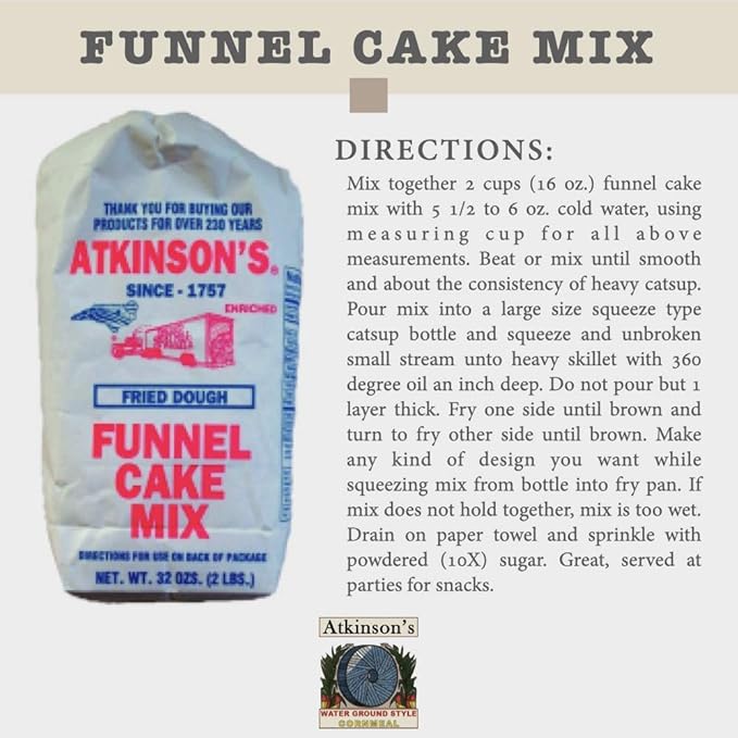 Atkinson's Milling Funnel Cake Mix - 2 LB Bag - Relive that Carnival Feeling
