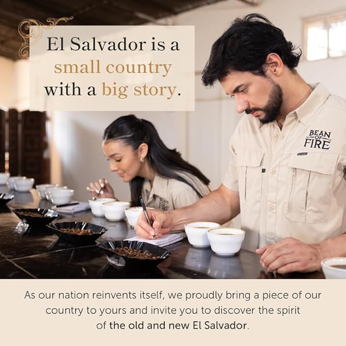 Bean of Fire El Salvador Pacamara Honey Ground Coffee ??Medium Roast, Single Origin Specialty, Creamy & Nutty Cup (16 oz)