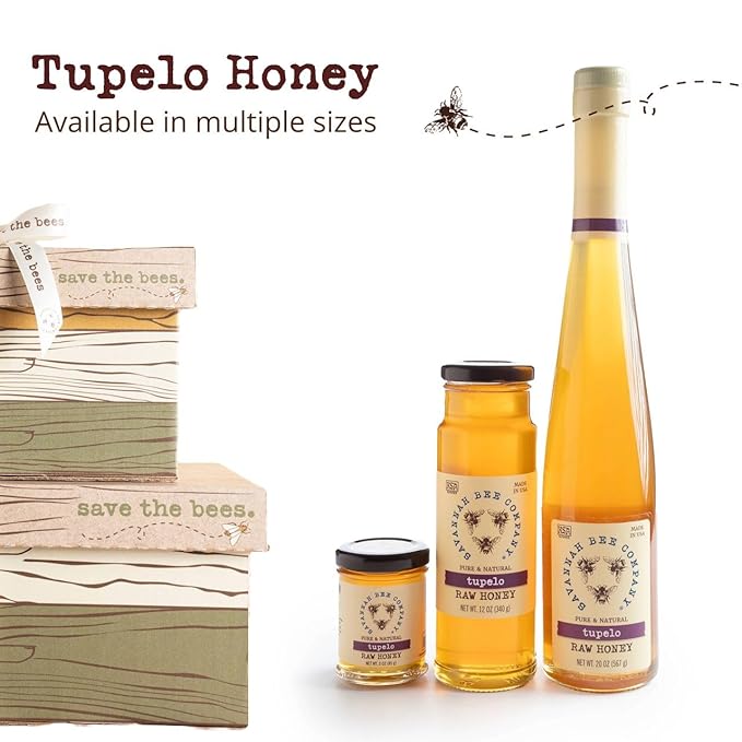Savannah Bee Company Honey - Pure, Natural, Raw Honey - Tupelo